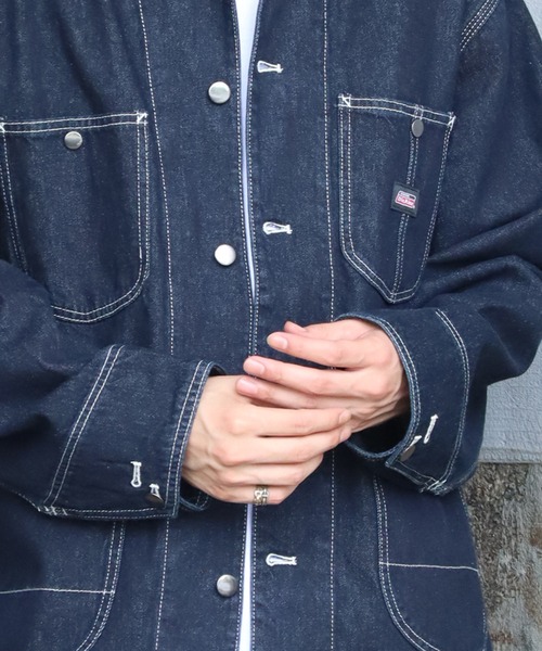 Dickies（ディッキーズ）の「【GENUINE DICKIES/ジェニュインディッキーズ】ツイル & デニム カバーオール ジャケット（カバーオール・メンズ・ベージュ/ケミカルウォッシュ/ブラック/ダークインディゴブルー・XL/M/L）」の16枚目の写真