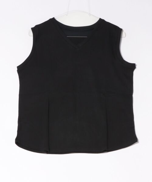 RCD（アールシーディー）の「Vネックノースリーブトップス（Tシャツ/カットソー・レディース・グレイッシュベージュ/ブラック/オフホワイト・L/M/3L/LL）」の5枚目の写真