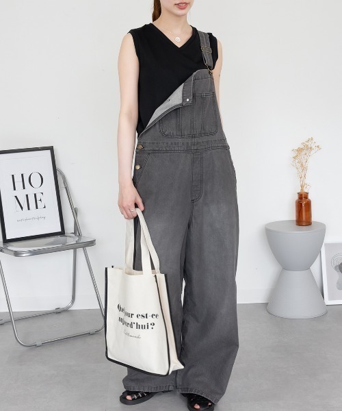 RCD（アールシーディー）の「Vネックノースリーブトップス（Tシャツ/カットソー・レディース・グレイッシュベージュ/ブラック/オフホワイト・L/M/3L/LL）」の19枚目の写真