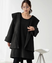 ELFRANK（エルフランク）の「【ウール68％】ベスト付き ベルテッド ハーフコート（ピーコート）」