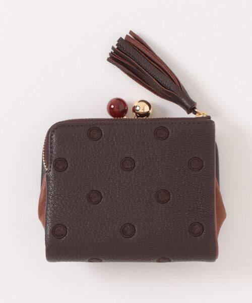 Q（キュー）の「アクリル玉 2つ折りがま口（コインケース・レディース・ブラウン/ゴールド・ONE SIZE）」の5枚目の写真