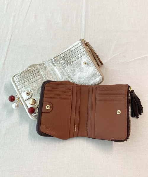 Q（キュー）の「アクリル玉 2つ折りがま口（コインケース・レディース・ブラウン/ゴールド・ONE SIZE）」の11枚目の写真