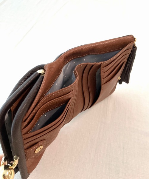 Q（キュー）の「アクリル玉 2つ折りがま口（コインケース・レディース・ブラウン/ゴールド・ONE SIZE）」の12枚目の写真