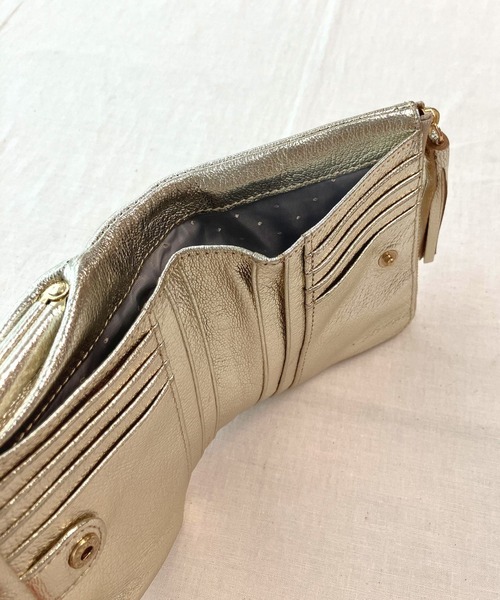 Q（キュー）の「アクリル玉 2つ折りがま口（コインケース・レディース・ブラウン/ゴールド・ONE SIZE）」の13枚目の写真