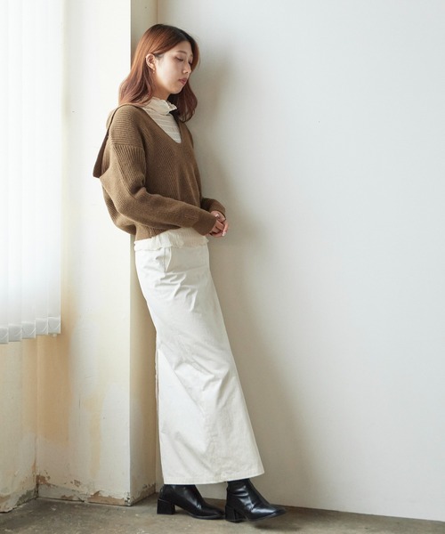 AO2（アオズ）の「Short-Length Skipper Sailor Knit / ショート丈 スキッパーセーラーニット（ニット/セーター・レディース・ホワイト/ブラック/ベージュ/ブラウン・FREE）」の19枚目の写真