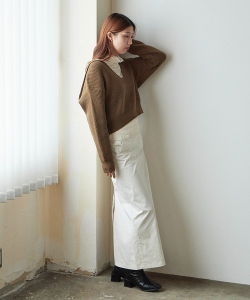 AO2（アオズ）の「Short-Length Skipper Sailor Knit / ショート丈 スキッパーセーラーニット（ニット/セーター・レディース・ホワイト/ブラック/ベージュ/ブラウン・FREE）」の18枚目の写真