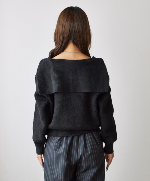 AO2（アオズ）の「Short-Length Skipper Sailor Knit / ショート丈 スキッパーセーラーニット（ニット/セーター・レディース・ホワイト/ブラック/ベージュ/ブラウン・FREE）」の5枚目の写真