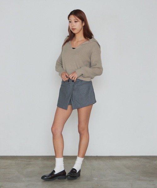 AO2（アオズ）の「Short-Length Skipper Sailor Knit / ショート丈 スキッパーセーラーニット（ニット/セーター・レディース・ホワイト/ブラック/ベージュ/ブラウン・FREE）」の9枚目の写真