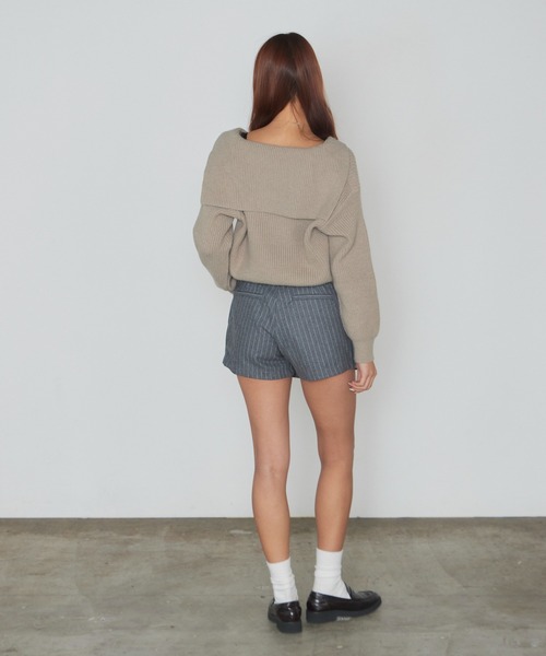 AO2（アオズ）の「Short-Length Skipper Sailor Knit / ショート丈 スキッパーセーラーニット（ニット/セーター・レディース・ホワイト/ブラック/ベージュ/ブラウン・FREE）」の7枚目の写真