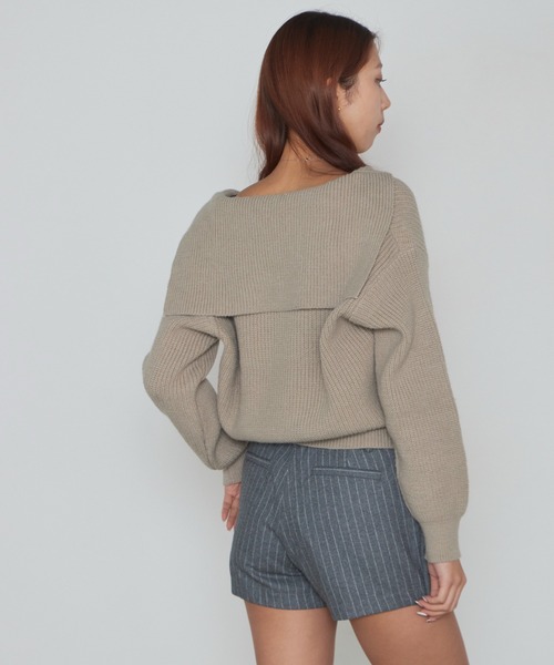 AO2（アオズ）の「Short-Length Skipper Sailor Knit / ショート丈 スキッパーセーラーニット（ニット/セーター・レディース・ホワイト/ブラック/ベージュ/ブラウン・FREE）」の12枚目の写真