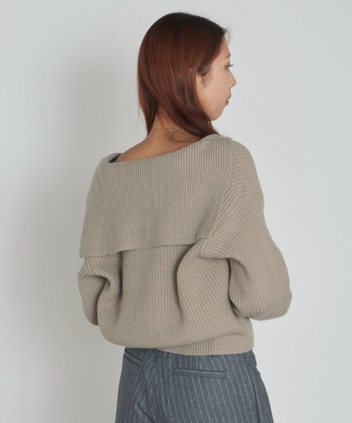 AO2（アオズ）の「Short-Length Skipper Sailor Knit / ショート丈 スキッパーセーラーニット（ニット/セーター・レディース・ホワイト/ブラック/ベージュ/ブラウン・FREE）」の11枚目の写真