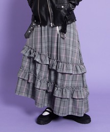 PUNYUS | アシンメトリーチェックフリルロングスカート(スカート)
