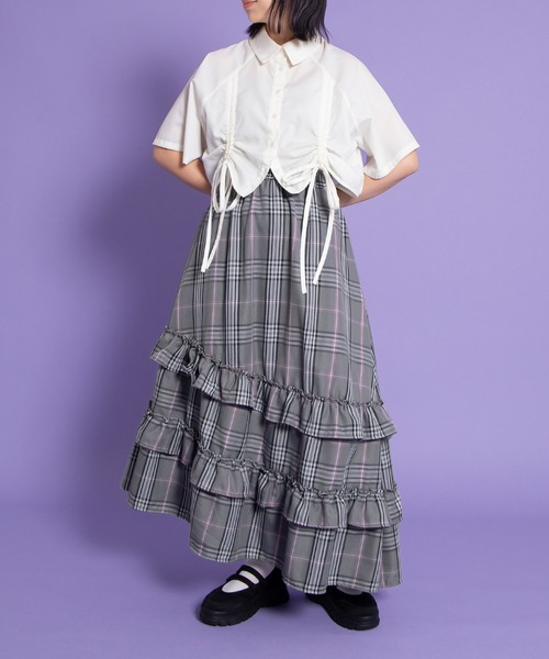 超希少✨Pâte à chou　45R　チェックフリル　ロングスカート 超希少✨Pâte à chou 45R チェックフリル ロングスカート 超希少✨Pâte