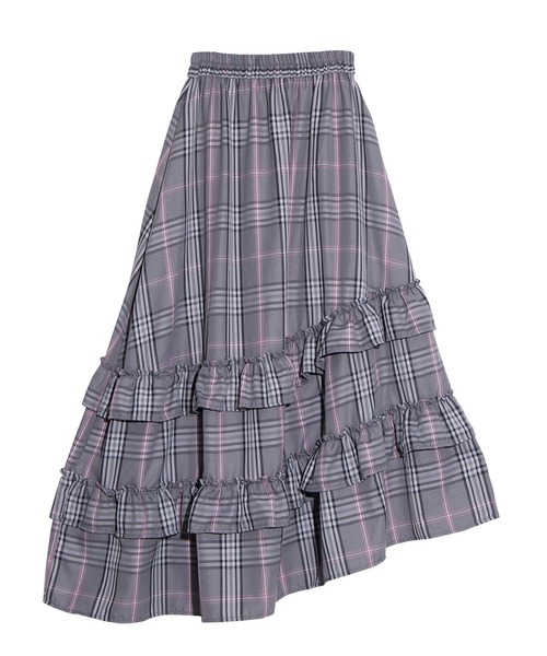 PUNYUS（プニュズ）の「アシンメトリーチェックフリルロングスカート（スカート・レディース・グレー/ベージュ/レッド・4/3/2/1）」の20枚目の写真