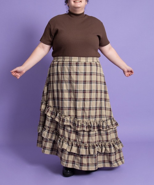 PUNYUS（プニュズ）の「アシンメトリーチェックフリルロングスカート（スカート・レディース・グレー/ベージュ/レッド・4/3/2/1）」の18枚目の写真
