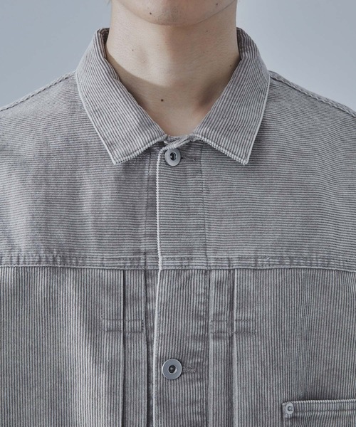 SLICK（スリック）の「【SLICK/スリック】Sulfur-Dyed Corduroy 1st Type Trucker Jacket/サルファーダイ1st タイプコーデュロイシャツジャケット / ヴィンテージ /  アンティークデザイン / セットアップ（その他アウター・メンズ・ブラック/グレイッシュベージュ・1/2/3）」の8枚目の写真