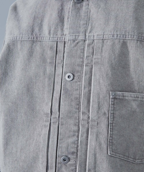 SLICK（スリック）の「【SLICK/スリック】Sulfur-Dyed Corduroy 1st Type Trucker Jacket/サルファーダイ1st タイプコーデュロイシャツジャケット / ヴィンテージ /  アンティークデザイン / セットアップ（その他アウター・メンズ・ブラック/グレイッシュベージュ・1/2/3）」の5枚目の写真