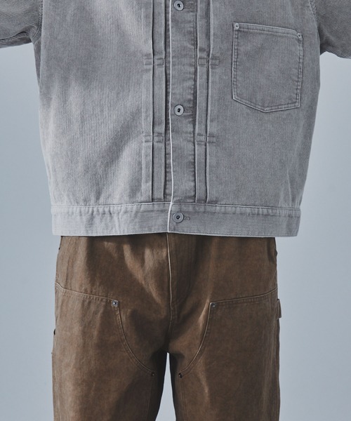 SLICK（スリック）の「【SLICK/スリック】Sulfur-Dyed Corduroy 1st Type Trucker Jacket/サルファーダイ1st タイプコーデュロイシャツジャケット / ヴィンテージ /  アンティークデザイン / セットアップ（その他アウター・メンズ・ブラック/グレイッシュベージュ・1/2/3）」の6枚目の写真