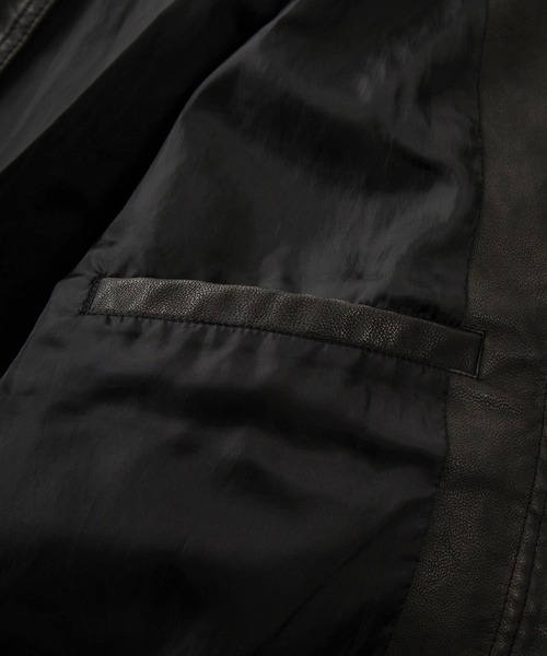 SlashDate(スラッシュデイト)の「【82】ウォッシュ加工 フェイクレザースタンドブルゾン/古着風/メンズ/レディース/ユニセックス(ブルゾン・メンズ・ブラウン/ブラック・M/S/L)」の5枚目の写真