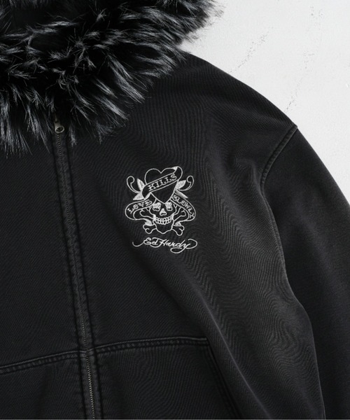 A'GEM9（エージェムナイン）の「A'GEM/9 × .kom 『A'GEM/9/エージェムナイン』 Ed Hardy ニットデニムパーカー（パーカー・メンズ・ブラック/ブルー・FREE）」の14枚目の写真