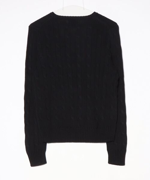 ケーブルニット コットン Vネック セーター（ニット/セーター）｜POLO