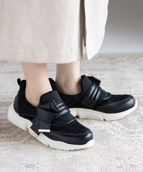 セール】ハンズフリーノットリボン2WAYスリッポンスニーカー(215-56181