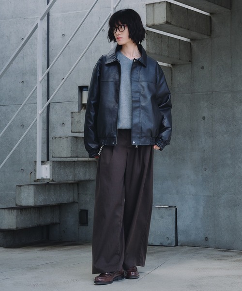 2-WAY ARTIFICIAL GRAIN JACKET WITH FAKE FUR COLLAR / 2WAYフェイク