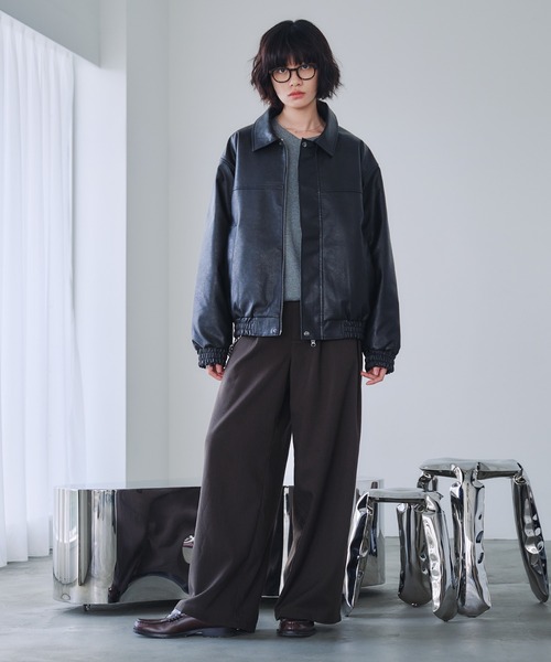 2-WAY ARTIFICIAL GRAIN JACKET WITH FUR COLLAR / 2WAY襟ファー