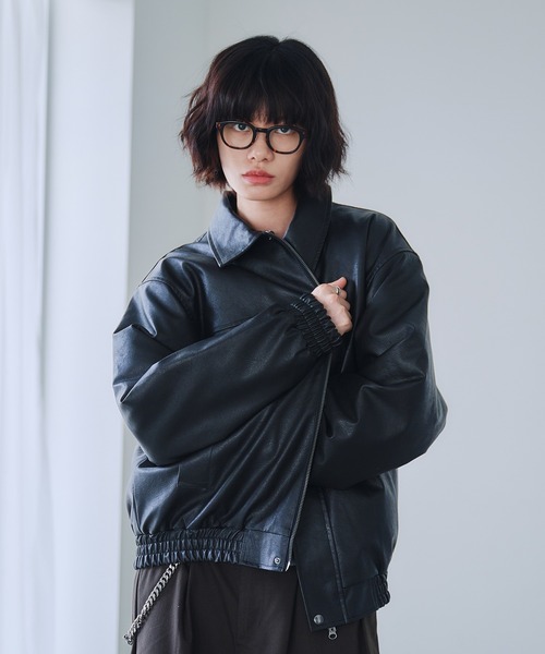 【アガウド/AgAwd】（ボリュームカラーブルゾン）[2317-880732] 2-WAY ARTIFICIAL GRAIN JACKET WITH FUR COLLAR / 2WAY襟ファー