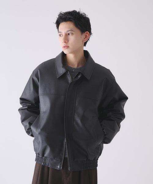 2-WAY ARTIFICIAL GRAIN JACKET WITH FUR COLLAR / 2WAY襟ファー