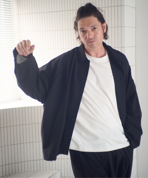 ADAM PATEK(アダムパテック)の「ADAMPATEK/rounded over shirt/オーバーサイズシャツ(シャツ/ブラウス・メンズ・ブラック/ブラウン/ダークグレー・1/2)」の2枚目の写真