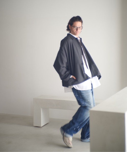 ADAM PATEK(アダムパテック)の「ADAMPATEK/rounded over shirt/オーバーサイズシャツ(シャツ/ブラウス・メンズ・ブラック/ブラウン/ダークグレー・1/2)」の9枚目の写真