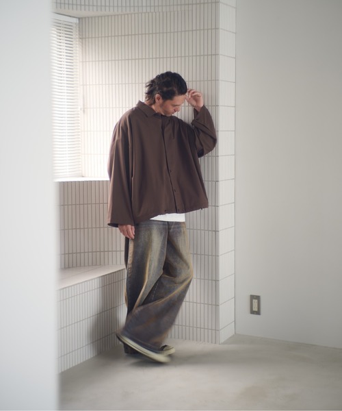 ADAM PATEK(アダムパテック)の「ADAMPATEK/rounded over shirt/オーバーサイズシャツ(シャツ/ブラウス・メンズ・ブラック/ブラウン/ダークグレー・1/2)」の13枚目の写真