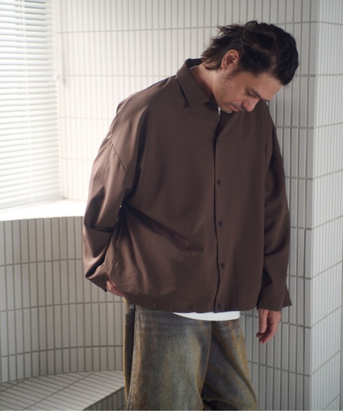ADAM PATEK(アダムパテック)の「ADAMPATEK/rounded over shirt/オーバーサイズシャツ(シャツ/ブラウス・メンズ・ブラック/ブラウン/ダークグレー・1/2)」の12枚目の写真