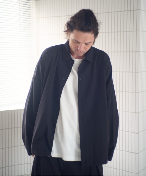 ADAM PATEK(アダムパテック)の「ADAMPATEK/rounded over shirt/オーバーサイズシャツ(シャツ/ブラウス・メンズ・ブラック/ブラウン/ダークグレー・1/2)」の4枚目の写真
