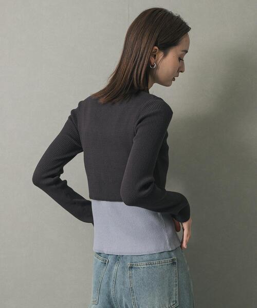 SENSE OF PLACE by URBAN RESEARCH(センスオブプレイスバイアーバンリサーチ)の「ダブルレイヤードカーディガン(カーディガン/ボレロ・レディース・チャコールグレー/ネイビー/キャメル・ONE)」の5枚目の写真