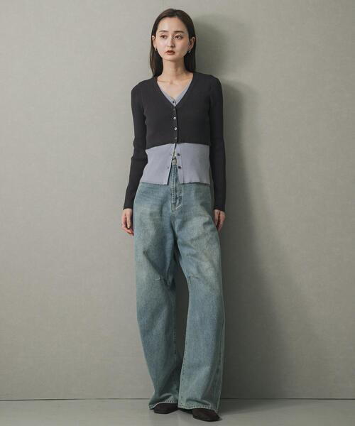 SENSE OF PLACE by URBAN RESEARCH(センスオブプレイスバイアーバンリサーチ)の「ダブルレイヤードカーディガン(カーディガン/ボレロ・レディース・チャコールグレー/ネイビー/キャメル・ONE)」の6枚目の写真