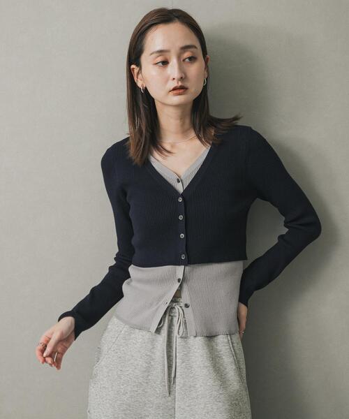 SENSE OF PLACE by URBAN RESEARCH(センスオブプレイスバイアーバンリサーチ)の「ダブルレイヤードカーディガン(カーディガン/ボレロ・レディース・チャコールグレー/ネイビー/キャメル・ONE)」の11枚目の写真