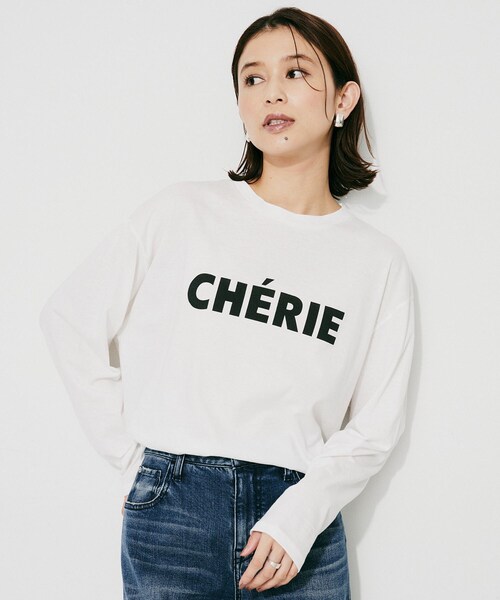 UNTITLED(アンタイトル)の「【CHIGNON】CHERIE シンプルロゴTシャツ(Tシャツ/カットソー・レディース・ホワイト/ブラック・02)」の2枚目の写真