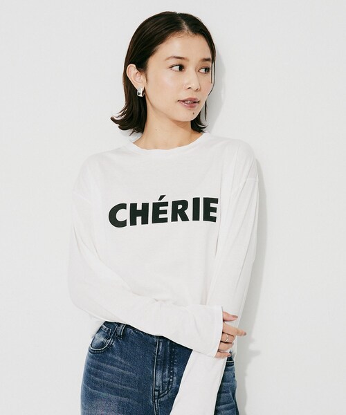 UNTITLED(アンタイトル)の「【CHIGNON】CHERIE シンプルロゴTシャツ(Tシャツ/カットソー・レディース・ホワイト/ブラック・02)」の4枚目の写真