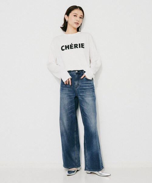 UNTITLED(アンタイトル)の「【CHIGNON】CHERIE シンプルロゴTシャツ(Tシャツ/カットソー・レディース・ホワイト/ブラック・02)」の6枚目の写真