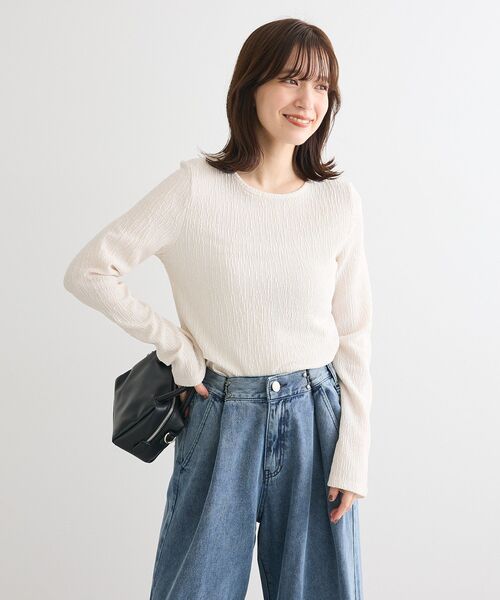 Petit fleur（プチフルール）の「・Petit Fleur コウタクジャガードロンTEE（Tシャツ/カットソー・レディース・ブラック/ブラウン/グレー/アイボリー・FREE）」の6枚目の写真