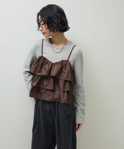 Petit fleur（プチフルール）の「・Petit Fleur コウタクジャガードロンTEE（Tシャツ/カットソー・レディース・ブラック/ブラウン/グレー/アイボリー・FREE）」の17枚目の写真