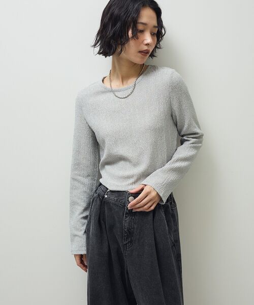 Petit fleur（プチフルール）の「・Petit Fleur コウタクジャガードロンTEE（Tシャツ/カットソー・レディース・ブラック/ブラウン/グレー/アイボリー・FREE）」の19枚目の写真