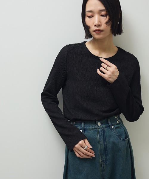 Petit fleur（プチフルール）の「・Petit Fleur コウタクジャガードロンTEE（Tシャツ/カットソー・レディース・ブラック/ブラウン/グレー/アイボリー・FREE）」の2枚目の写真