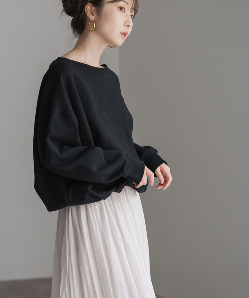 Noble（ノーブル）の「《追加》スビンコットンスウェットトップス（スウェット・レディース・ブラック/アイボリー・FREE）」の5枚目の写真