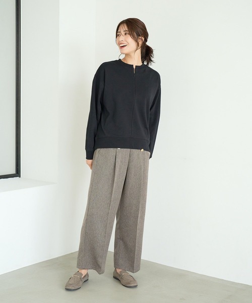 FOUND GOOD（ファウンドグッド）の「カイテキポンチハーフZIPPO（スウェット・レディース・ブラック/ベージュ/イエロー系2/グレー系8・M/S/L）」の18枚目の写真