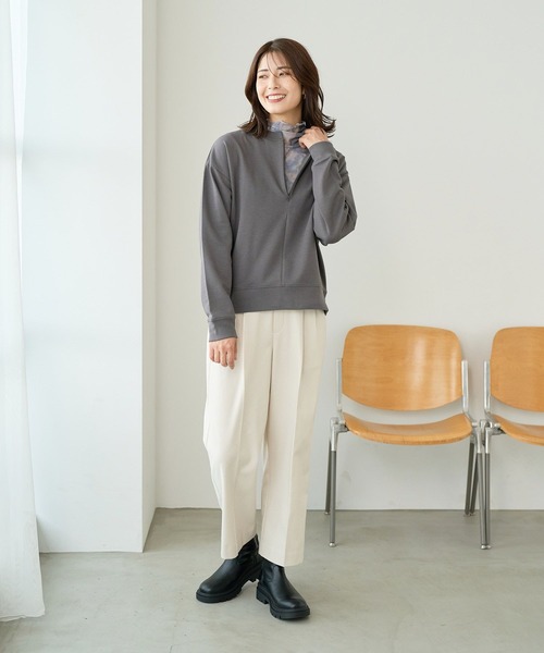 FOUND GOOD（ファウンドグッド）の「カイテキポンチハーフZIPPO（スウェット・レディース・ブラック/ベージュ/イエロー系2/グレー系8・M/S/L）」の22枚目の写真