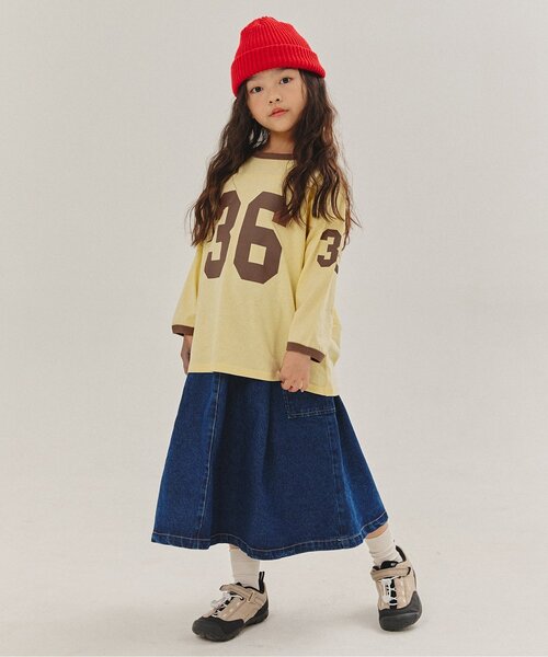 BREEZE（ブリーズ）の「【WEB限定/ジュニア対応】 配色ナンバリング長袖Tシャツ（Tシャツ/カットソー・キッズ・クリーム/グリーン/アイボリー/ネイビー・90/100/110/120/130/140/150）」の5枚目の写真