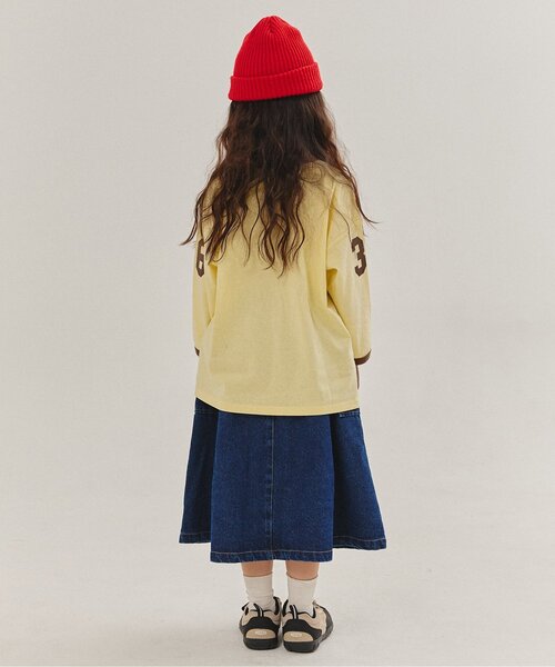 BREEZE（ブリーズ）の「【WEB限定/ジュニア対応】 配色ナンバリング長袖Tシャツ（Tシャツ/カットソー・キッズ・クリーム/グリーン/アイボリー/ネイビー・90/100/110/120/130/140/150）」の6枚目の写真